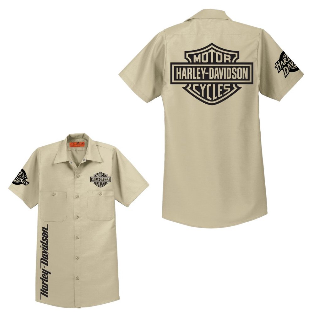 Harley Davidson Mechanic Shirt RED KAP BRAND Asst Sizes Tan See description NWOT
